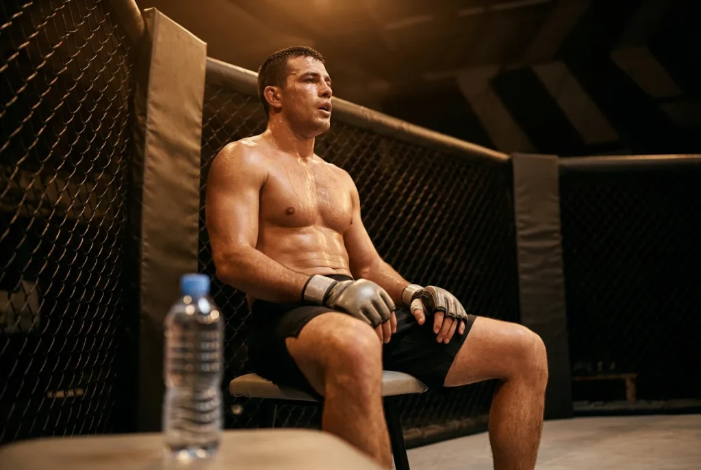 MMA-Kämpfer mit sichtbarem Cardio-Druck