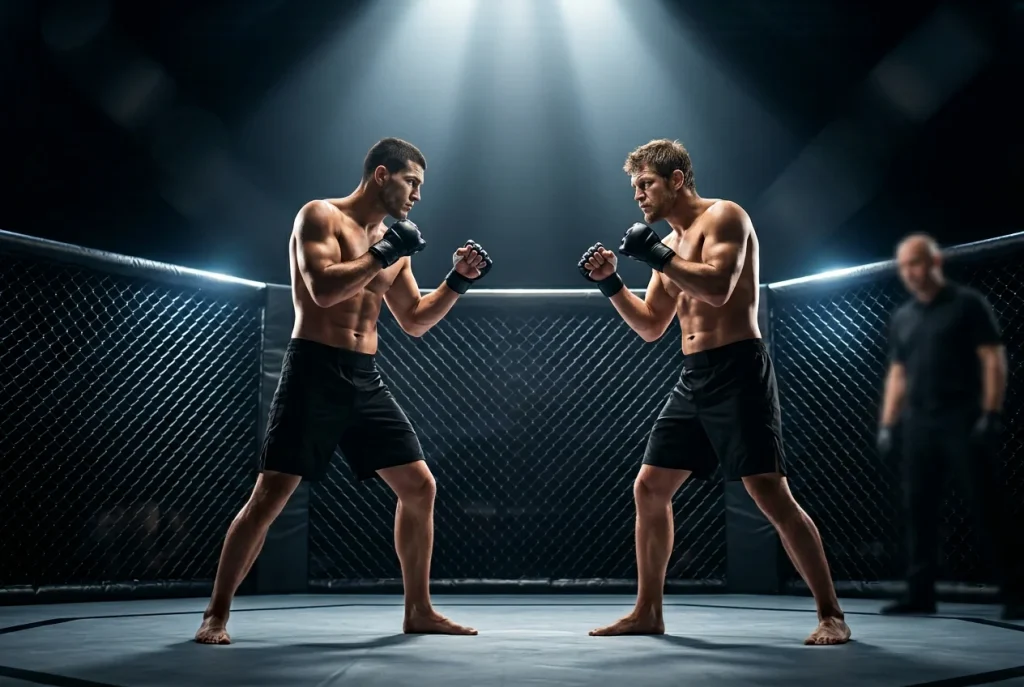 Zwei UFC-Kämpfer im Octagon vor dem Hauptkampf