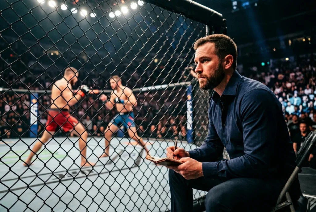 MMA-Kampf im Oktagon mit Deutschland-Flagge im Hintergrund
