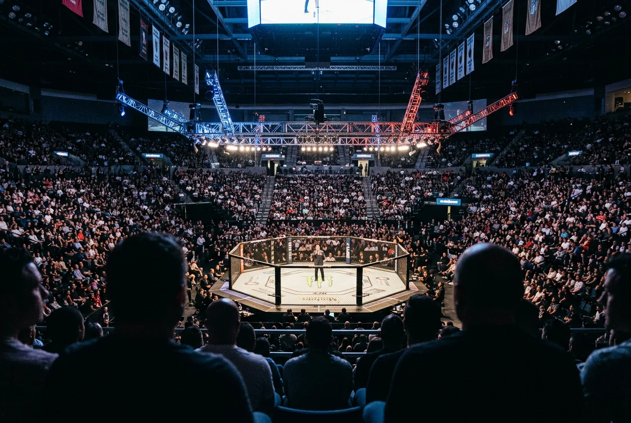 UFC-Arena bei einem Live-Event in Deutschland mit Publikum und Octagon